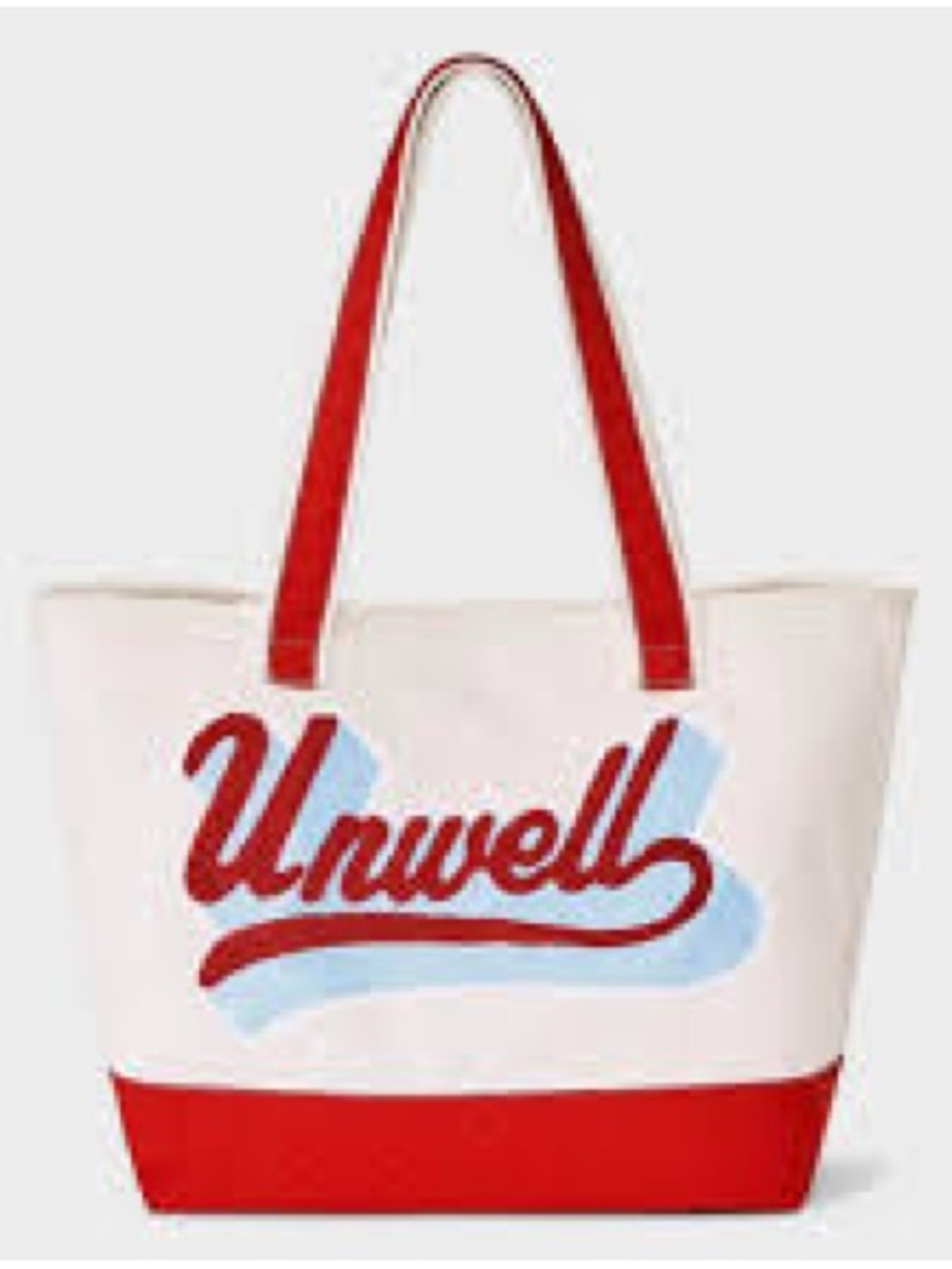 Unwell Red & White Canvas Tote Bag with Script Logo